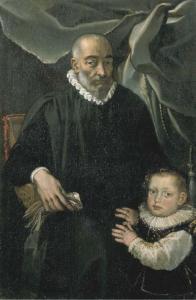 RIDOLFI Claudio 1570-1644,Ritratto di gentiluomo con gorgiera e bambino al s,Christie's 2005-06-15