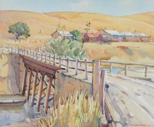 RIEBE Anton David 1904-1987,Moored Boat, Myponga Bridge,Elder Fine Art AU 2022-10-16