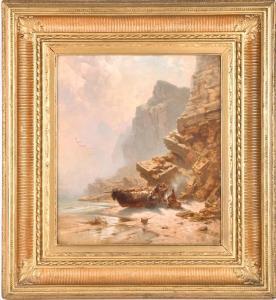 RIECK Emil,coastal scene with figures sat by a packed boat as,1857,Dawson's Auctioneers 2019-09-21