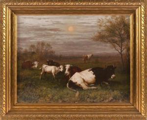 RIECKE George A.E., Geo 1848-1924,Cattle resting at dusk,Eldred's US 2024-04-04