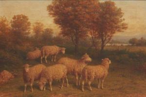 RIECKE George A.E., Geo 1848-1924,Sheep grazing,John Moran Auctioneers US 2021-08-10