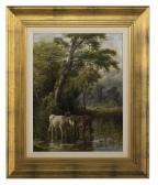 RIECKE George A.E., Geo 1848-1924,Two Cows in the Louisiana Bayou,New Orleans Auction US 2020-05-30
