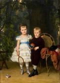 RIEDEL Carl, Karl 1830-1906,Zwei Kinder im Park,im Kinsky Auktionshaus AT 2012-11-13