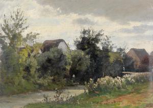 RIEDEL Wilhelm 1832-1876,Small River Landscape in France,Palais Dorotheum AT 2014-06-16
