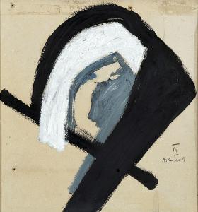 RIEDL Alois 1935,Komposition in Schwarz, Weiß und Blaugrün,Winterberg Arno DE 2022-10-22