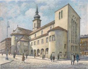 RIEDL Felix 1878-1950,Blick auf die Währinger Kirche an der Kutschkergas,Palais Dorotheum 2012-05-02