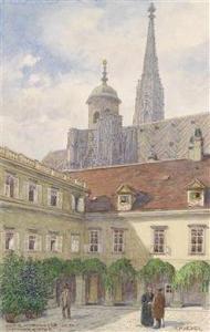 RIEDL Felix 1878-1950,Hof des Erzbischöflichen Palais mit der Stephanski,Palais Dorotheum 2012-05-02