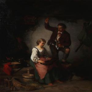 RIEDMÜLLER Aloys 1817,Interior with a hunter returning to his home,Bruun Rasmussen DK 2011-12-22