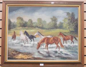 RIEDMANN Hans 1913-1991,horse painting,1970,Hansons GB 2022-07-14