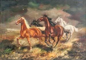 RIEDMANN Hans 1913-1991,running horses,888auctions CA 2019-02-28