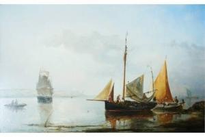RIEGEN Nicholaas 1827-1889,Coastal scene with sailing boats and fisher,The Cotswold Auction Company 2015-05-15