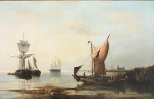 RIEGEN Nicholaas 1827-1889,Dutch fishing boats in calm waters,Woolley & Wallis GB 2023-09-05