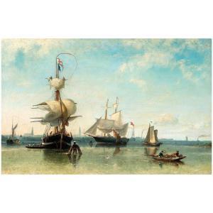 RIEGEN Nicholaas 1827-1889,Sailing ships off the Dutch coast,Kaupp DE 2022-11-26
