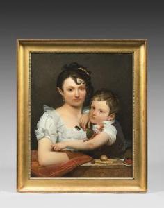 RIESENER Henri François 1767-1828,Une jeune mère accoudée, et son fils,De Maigret FR 2021-12-03