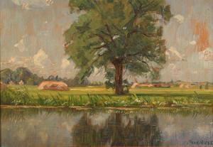 RIESS Paul 1857-1933,Baum am Flussufer,Wendl DE 2020-10-22