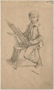 RIETSCHEL Ernst Friedrich A 1804-1861,Portrait of a boy drawing,Galerie Koller CH 2017-09-22