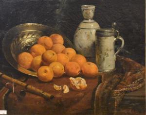 RIFAULT Julie Anne 1900-1900,Nature morte à la flûte et aux oranges,Ferri FR 2019-11-06