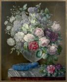 RIFAULT Julie Anne 1900-1900,Vase de roses, lilas et couronne de bleuets sur un,Ferri FR 2016-10-14