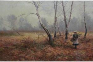 RIGG Arthur H 1800-1900,Gathering Sticks in Autumn Woodland,1882,David Duggleby Limited 2015-09-14