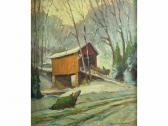Rigley Frederick W 1914-2009,Brown County covered bridge in winter with horse,Wickliff & Associates 2008-04-19