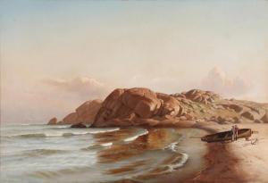 RIIS CARSTENSEN Andreas Christian,A rocky coast with fishermen,1879,Bruun Rasmussen 2024-01-29