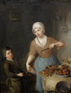 RIJNENBURG Nicolaas 1716-1802,A maid and a boy weighing hazelnuts,1756,Bonhams GB 2016-02-23