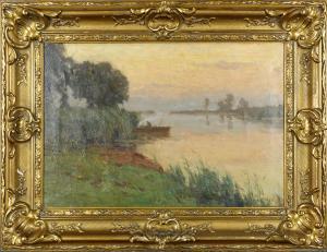 RIKET Leon 1876-1938,Barque de Pêche sur l'Etang,Galerie Moderne BE 2019-04-30