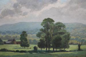 RILEY Reginald,extensive rural landscape with farm buildings,Lawrences of Bletchingley 2023-01-31
