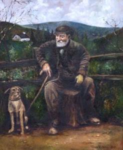 RILEY Tom,Seated man with dog,Peter Wilson GB 2011-07-05