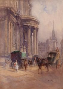 RILEY William Edward 1852-1937,Street scene with figures and horse and carriage,Keys GB 2017-11-30