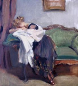 RIMBOECK Max 1890-1956,forlorn woman on sofa,1921,Wickliff & Associates US 2009-06-27