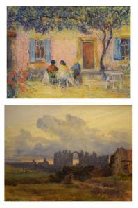 RIMINGTON Alexander Wallace 1854-1918,Abbey ruin in a landscape; a French scene ,Clevedon Salerooms 2022-02-17