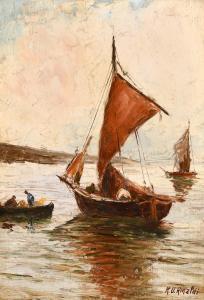 RINALDI R U 1900-1900,A marine scene of fishermen in calm waters of the,20th century,John Nicholson 2021-03-24