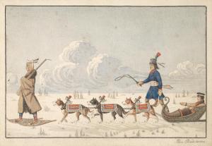 RINDISBACHER Peter 1806-1834,A Gentleman Travelling in a Dog Cariole in Hudson',Bonhams 2021-09-14