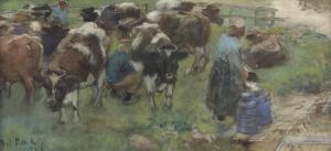 RINK Paul 1865-1903,Milking time,1896,Christie's GB 2013-03-12