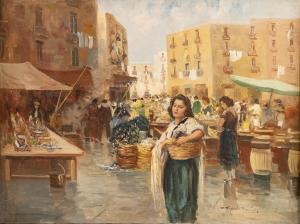 RISPOLI Giuseppe 1882-1960,Mercato a Napoli,Art International IT 2023-06-12