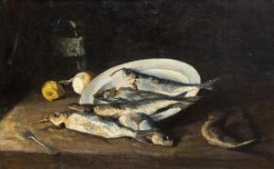 RITSEMA Coba 1876-1961,A still life with buckling on a white plate and le,Venduehuis NL 2023-11-16
