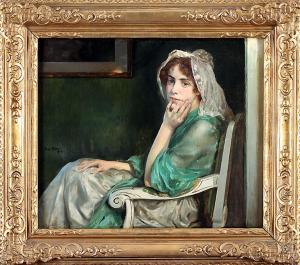RITTER Caspar 1861-1923,Bildnis einer sitzenden Frau,1909,Engel DE 2021-09-18