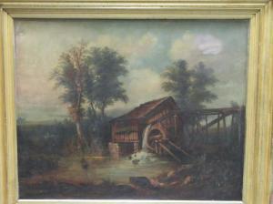 RITTER Paul I 1829-1907,A log cabin watermill, a river beyond,Cheffins GB 2022-01-13