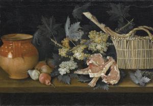 RIVALTA Giovanni 1756-1823,Natura morta con frutta, carne, brocca in ceramica,Christie's 2008-11-25