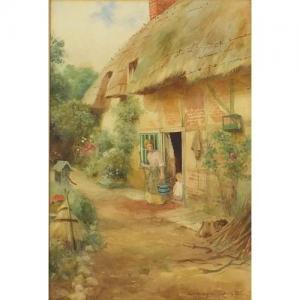 Rivers Alfred Montague,Mother with child by thatched cottage, Near Sheffo,Eastbourne 2019-12-07