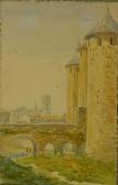 RIVES Cecile 1880,castle entrance landscape scene,Elite US 2013-11-02