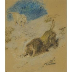 RIVIERE Briton 1840-1920,TWO LIONS,Waddington's CA 2023-02-02