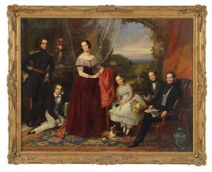 RIVIERE William 1806-1876,Portrait of a Distinguished Family,1847,New Orleans Auction US 2020-09-26