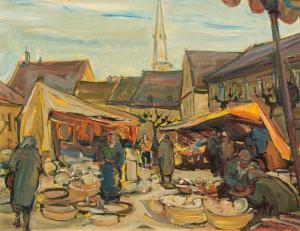 RIZEK Emil 1901-1988,Market scene in Korneuburg,im Kinsky Auktionshaus AT 2023-06-22