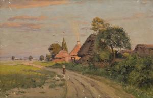 RIZNISCHENKO Feodor Petrovich,Girl with Geese on a Village Road,1912,MacDougall's 2016-11-30
