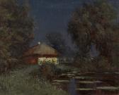 RIZNISCHENKO Feodor Petrovich 1865-1922,Ukrainian Hut near a Pond at Night,MacDougall's 2012-11-25