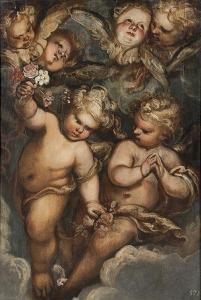 RIZZI Francisco 1614-1685,Dos ángeles y cuatro querubines,1685,Subastas Segre ES 2017-07-04