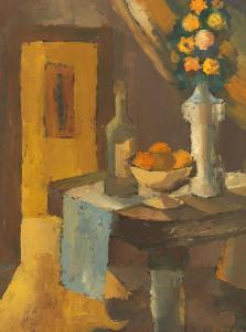 RIZZO Anthony 1919-2000,Still life with oranges and wine bottle.,Aspire Auction US 2019-09-05