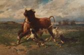 ROBBE Louis 1806-1887,Landschap met losgeslagen stier achternagezeten do,Bernaerts BE 2011-12-05
